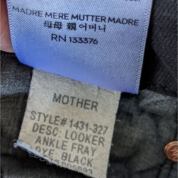 Mother Denim Looker Fray Hem Black Jeans 24 @O - Picture 6 of 15